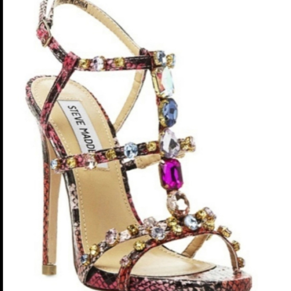 Steve Madden Strappy Jeweled Heels Sz 6